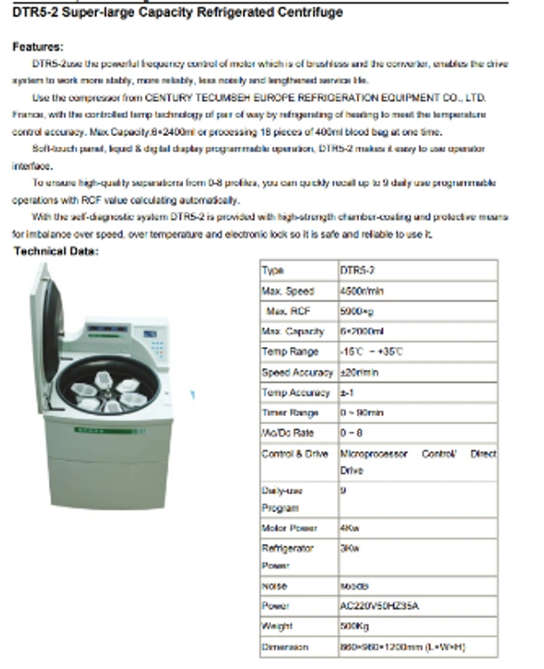Beili Super Large Capacity Centrifugal Machine Model DTR5-2
